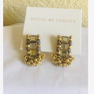 HOUSE OF TUHINA FARAH GOLD MIRROR EARRINGS
